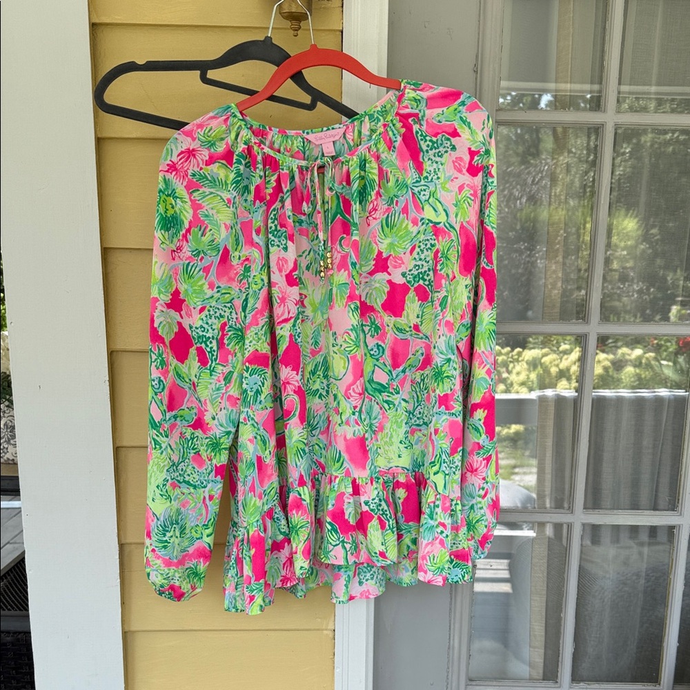 Lilly Pulitzer Pink and Green Floral Top